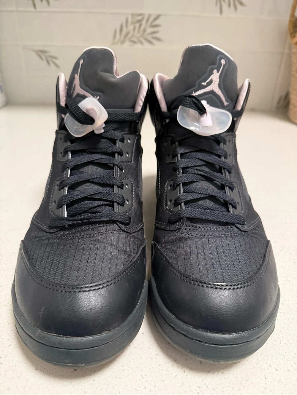 Jordan Black with Light Pink Accents High-Top Sneakers